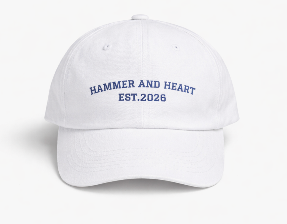 White Hammer & Heart Foundation Cap – Est. 2026